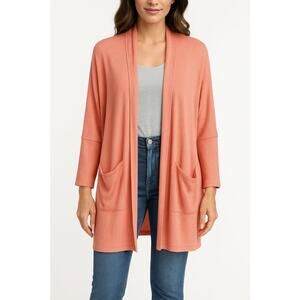 Anthropologie Cardigan Small Maronie Coral Pink Pockets